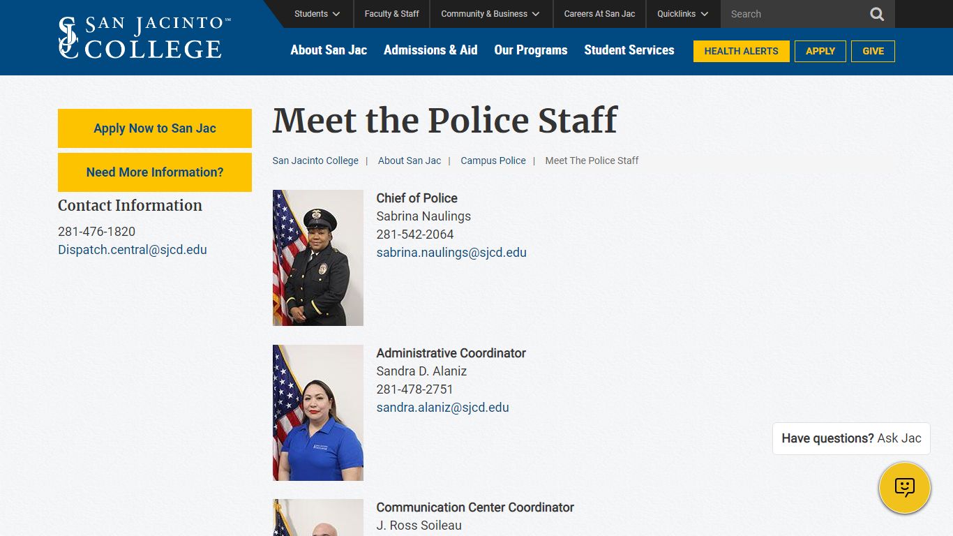 Meet the Police Staff | San Jacinto College